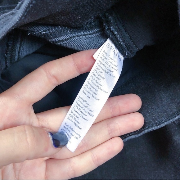 Spanx • Vintage Distressed Ankle Skinny Jeans black pull on raw hem jeggings - Picture 8 of 13